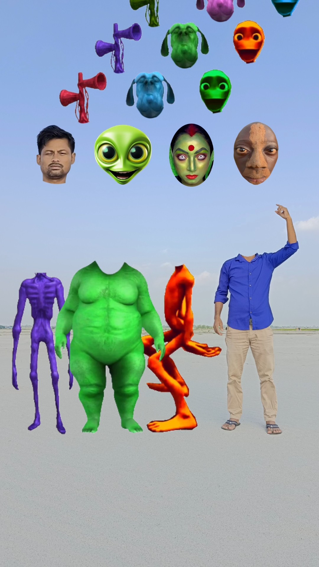 Red dame tu Casita alien Purple siren \u0026 fat dog vs me correct head matching funny vfx Game #funny